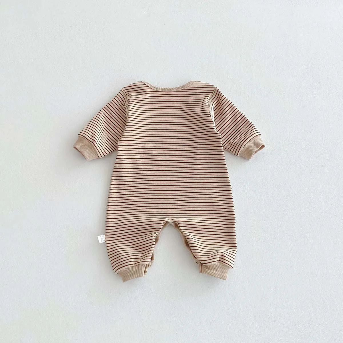 Korean Style Baby Autumn and Winter Long Sleeve Striped Boneless Envelope Collar Jumpsuit for Boys and Girls Baby Comfortable Ho