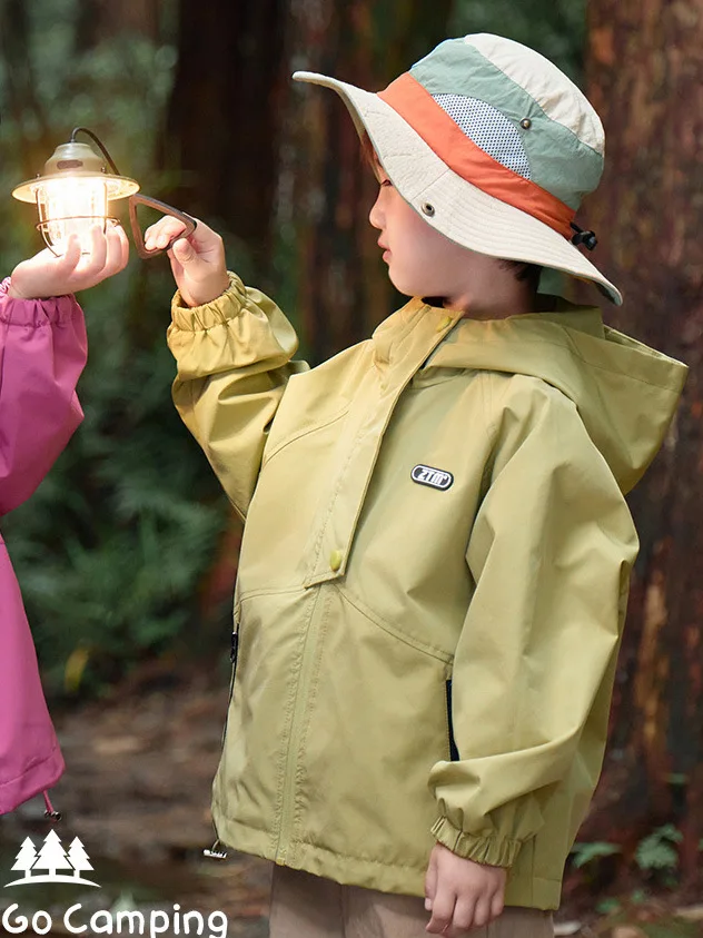 Unisex Hiking Jacket Waterproof Autumn Kid Windbreaker Outdoor Hooded Coats Girls Jacket Boys Fishing Camping Climbing Outerwear