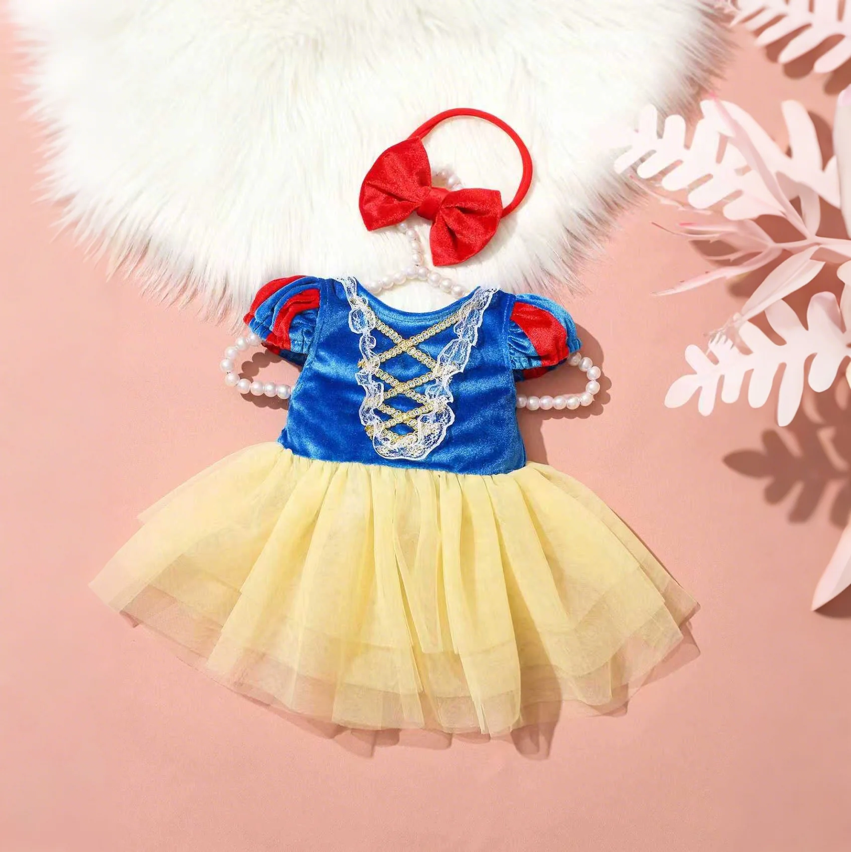 Newborn bowknot Tulle princess dress with bow headband newborn girl photoshoot outfits 1 month 100 days baby photo props