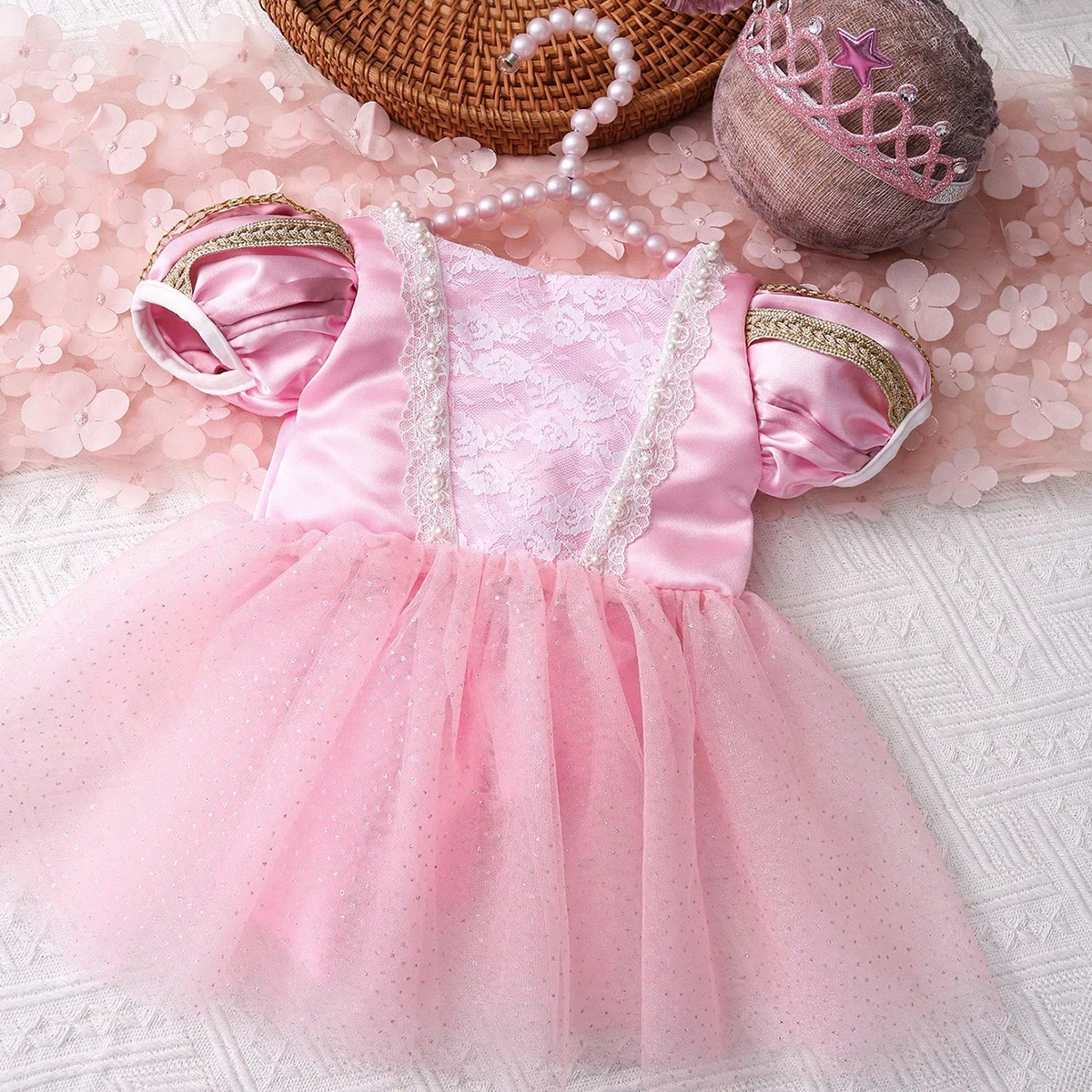 Newborn bowknot Tulle princess dress with bow headband newborn girl photoshoot outfits 1 month 100 days baby photo props