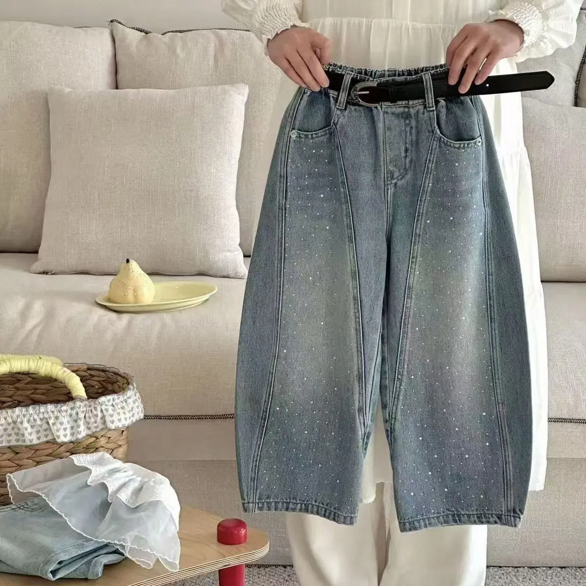 Kids Loose Fit Denim Pants – Street Style Straight Leg Jeans for Boys Girls, Spring Autumn Casual Trousers