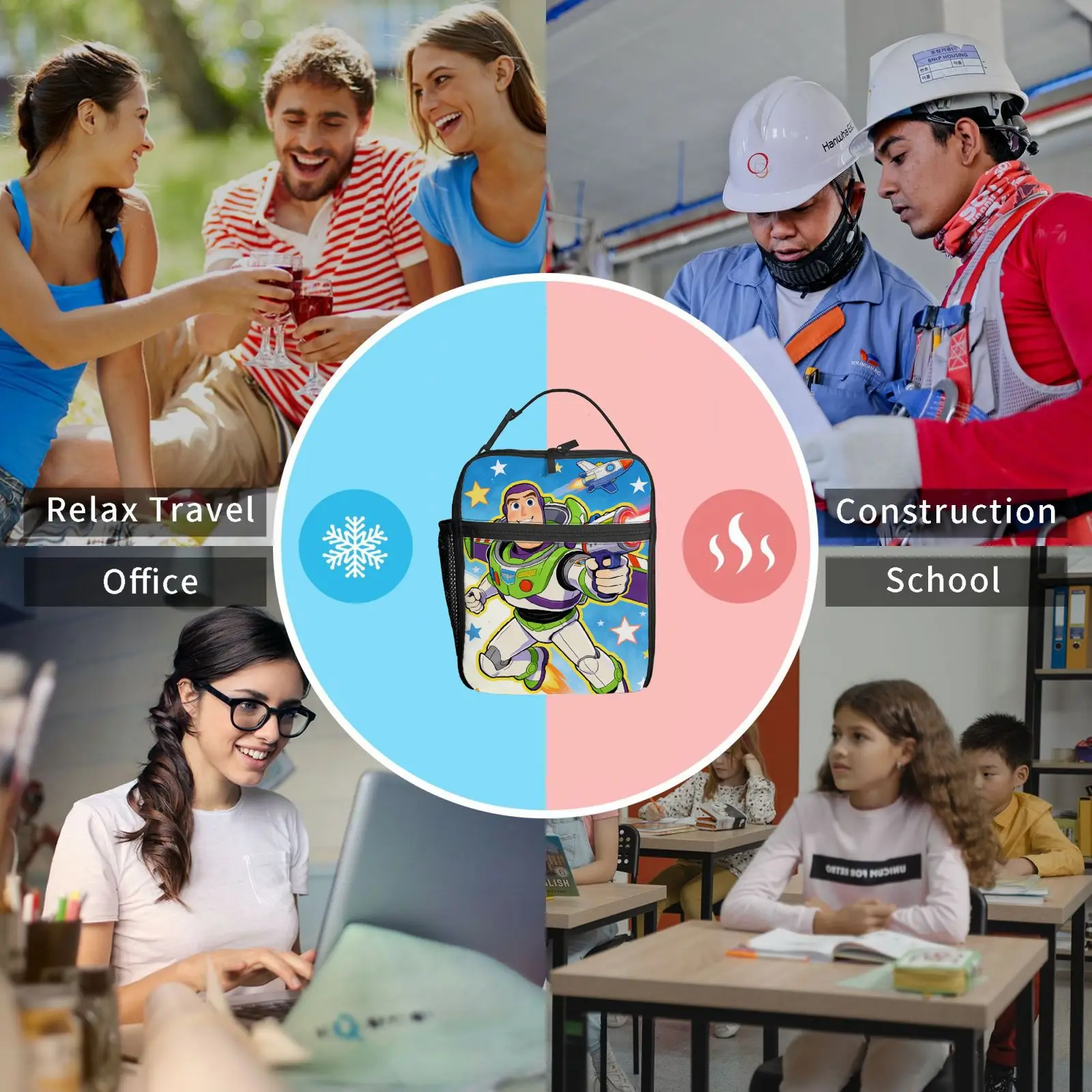 1pc Buzz theme cute lunch bag, suitable for casual daily application, commuter lunch bag, gift