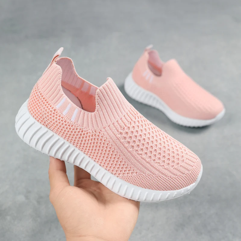 Running Sport Shoes Kids Shoes Boys Children Socks Sneakers Big Girls Breathable Mesh School Shoe Soft Sole Casual Walking Tenis