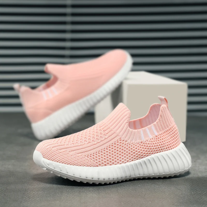 Running Sport Shoes Kids Shoes Boys Children Socks Sneakers Big Girls Breathable Mesh School Shoe Soft Sole Casual Walking Tenis