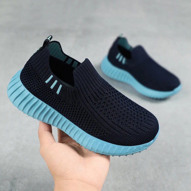 Running Sport Shoes Kids Shoes Boys Children Socks Sneakers Big Girls Breathable Mesh School Shoe Soft Sole Casual Walking Tenis