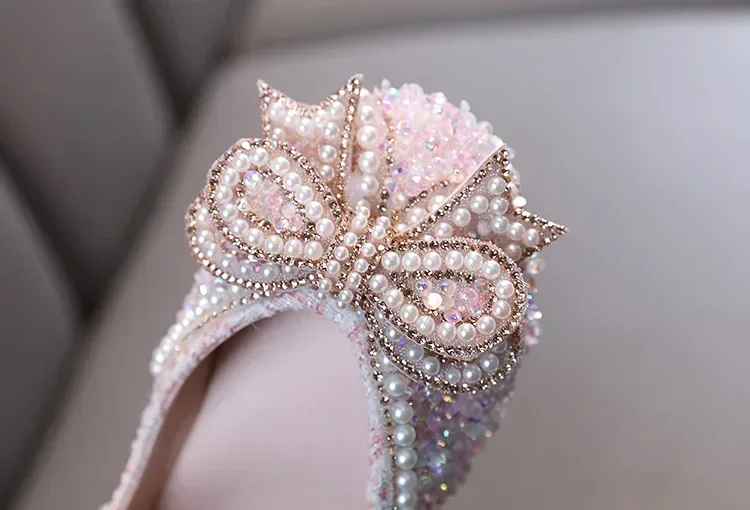 Kids Girls Sandals Fashion Sequins Rhinestone Bow Girls Princess Baby Girl Shoes Children Flat Sandals Size 21-36