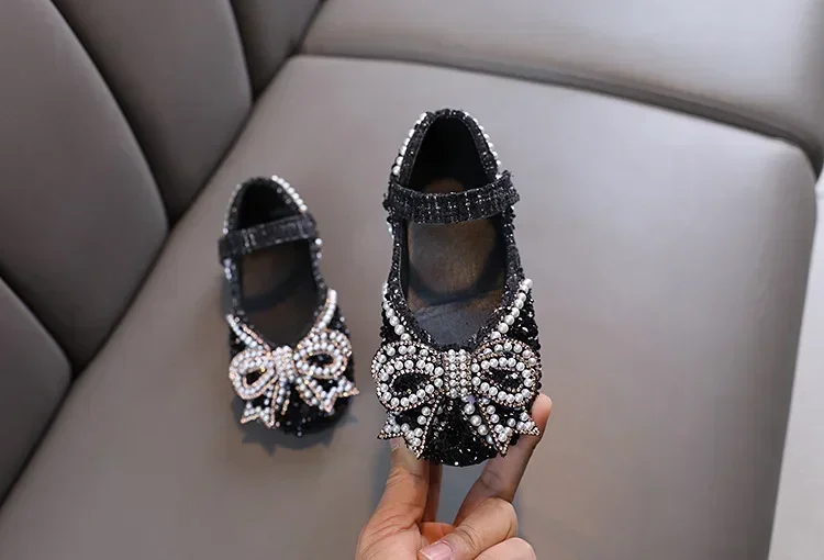 Kids Girls Sandals Fashion Sequins Rhinestone Bow Girls Princess Baby Girl Shoes Children Flat Sandals Size 21-36