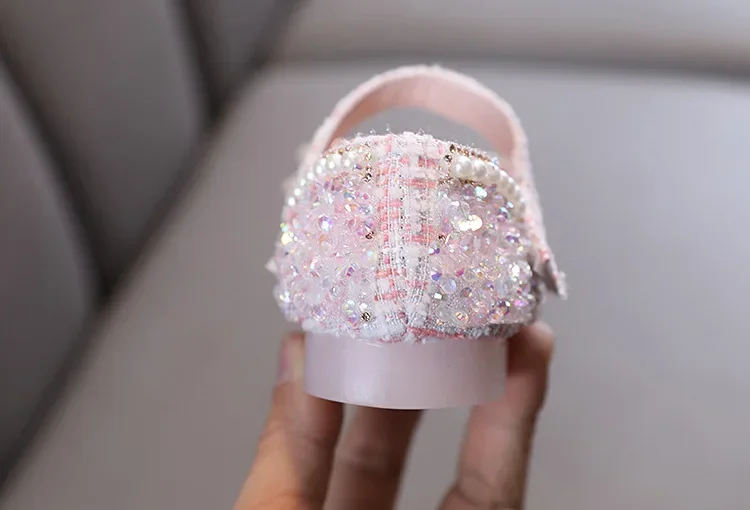 Kids Girls Sandals Fashion Sequins Rhinestone Bow Girls Princess Baby Girl Shoes Children Flat Sandals Size 21-36