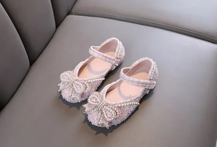 Kids Girls Sandals Fashion Sequins Rhinestone Bow Girls Princess Baby Girl Shoes Children Flat Sandals Size 21-36