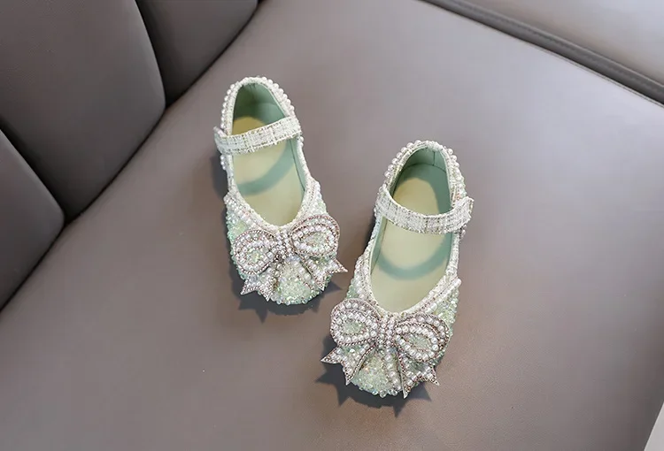 Kids Girls Sandals Fashion Sequins Rhinestone Bow Girls Princess Baby Girl Shoes Children Flat Sandals Size 21-36