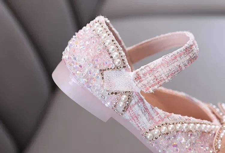 Kids Girls Sandals Fashion Sequins Rhinestone Bow Girls Princess Baby Girl Shoes Children Flat Sandals Size 21-36