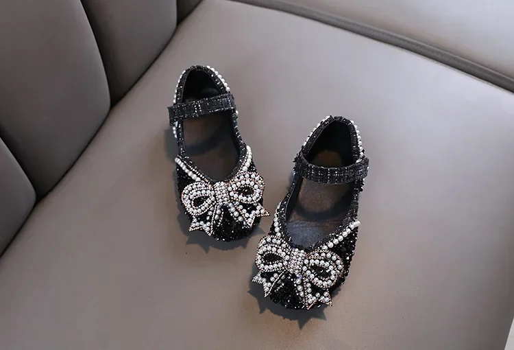 Kids Girls Sandals Fashion Sequins Rhinestone Bow Girls Princess Baby Girl Shoes Children Flat Sandals Size 21-36