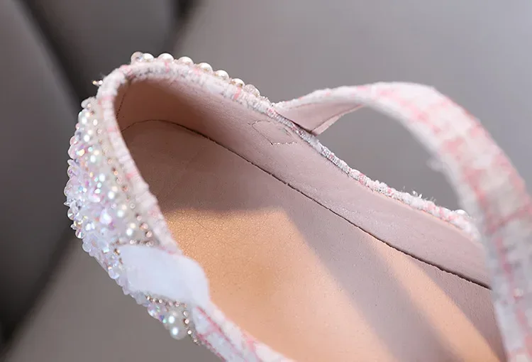 Kids Girls Sandals Fashion Sequins Rhinestone Bow Girls Princess Baby Girl Shoes Children Flat Sandals Size 21-36