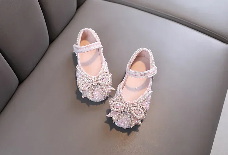 Kids Girls Sandals Fashion Sequins Rhinestone Bow Girls Princess Baby Girl Shoes Children Flat Sandals Size 21-36