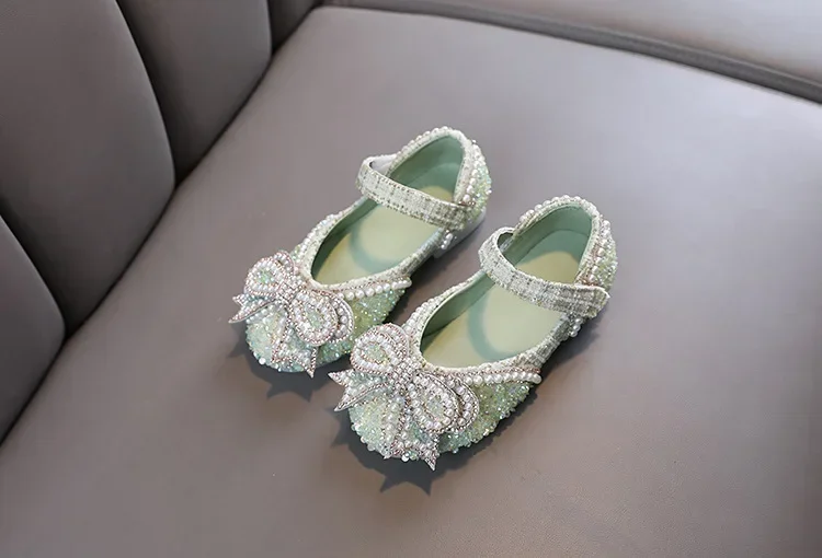 Kids Girls Sandals Fashion Sequins Rhinestone Bow Girls Princess Baby Girl Shoes Children Flat Sandals Size 21-36