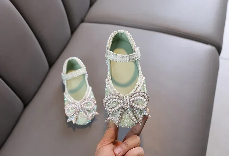 Kids Girls Sandals Fashion Sequins Rhinestone Bow Girls Princess Baby Girl Shoes Children Flat Sandals Size 21-36