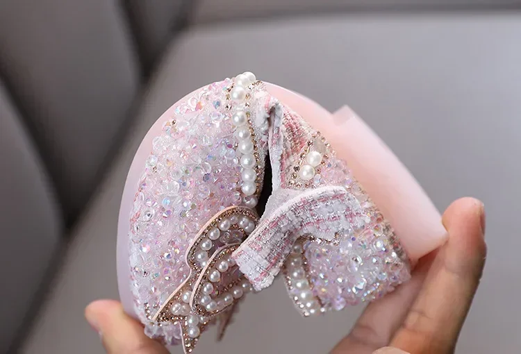 Kids Girls Sandals Fashion Sequins Rhinestone Bow Girls Princess Baby Girl Shoes Children Flat Sandals Size 21-36