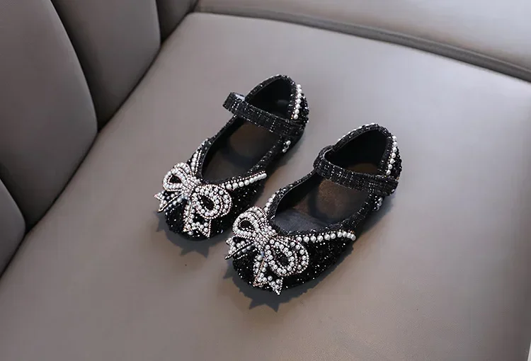 Kids Girls Sandals Fashion Sequins Rhinestone Bow Girls Princess Baby Girl Shoes Children Flat Sandals Size 21-36