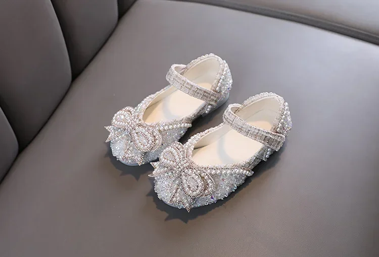 Kids Girls Sandals Fashion Sequins Rhinestone Bow Girls Princess Baby Girl Shoes Children Flat Sandals Size 21-36