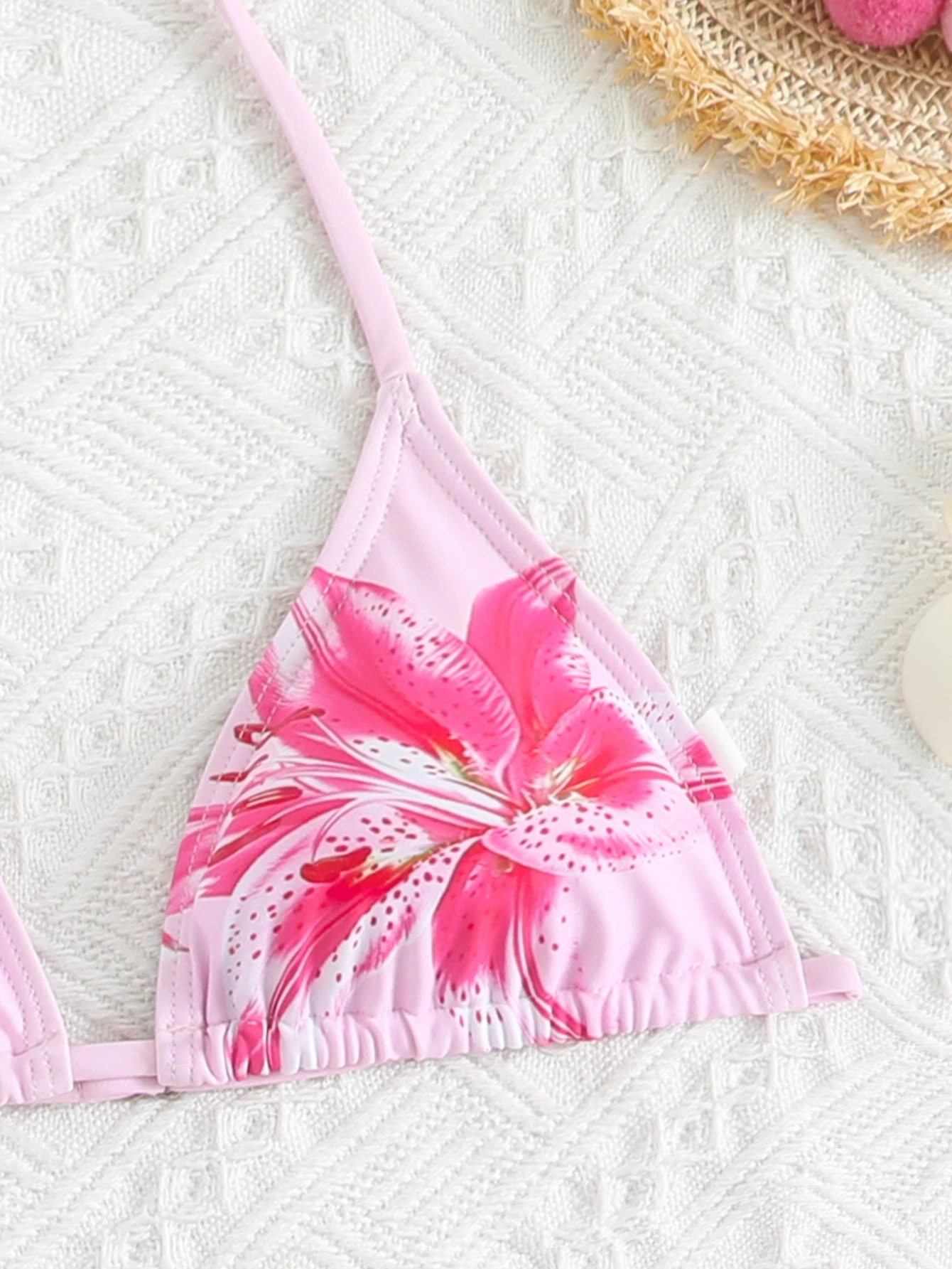 2026 New Trendy Girls' Swimwear Chindren Girls Bikini Swimsuit Set with Flower Print Three-Piece Outfit Bathing Suit 7 To 16Y