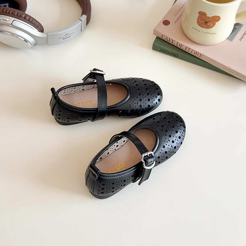 Girls' Autumn New Children's Hollow Show Summer Princess Shoes Children's Soft-soled Single School Student Loafer