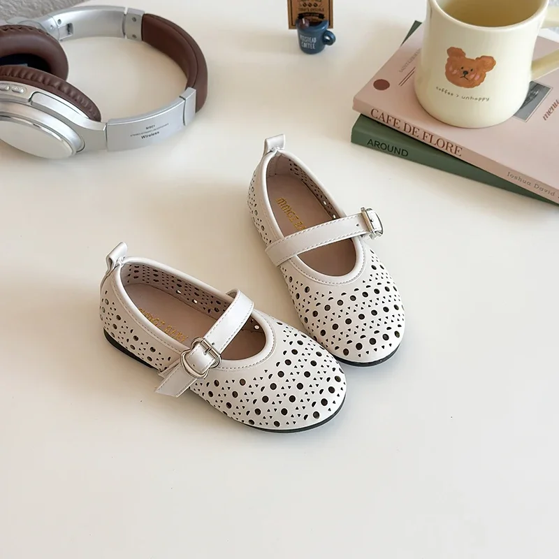 Girls' Autumn New Children's Hollow Show Summer Princess Shoes Children's Soft-soled Single School Student Loafer