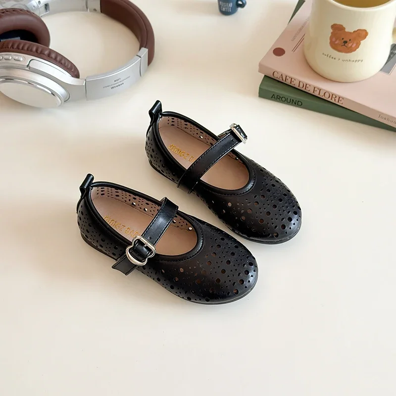 Girls' Autumn New Children's Hollow Show Summer Princess Shoes Children's Soft-soled Single School Student Loafer