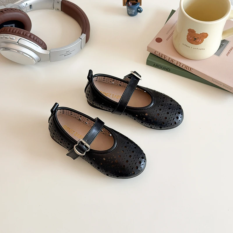 Girls' Autumn New Children's Hollow Show Summer Princess Shoes Children's Soft-soled Single School Student Loafer