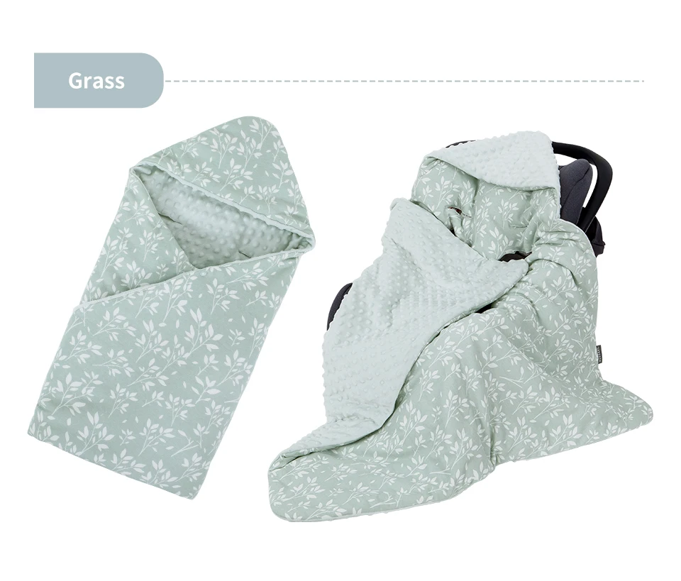 Infant Car Seat Blanket With Windproof Hooded 90*90Cm Double Sides Usable Autumn Winter Warm For Boys Girls Baby Blanket