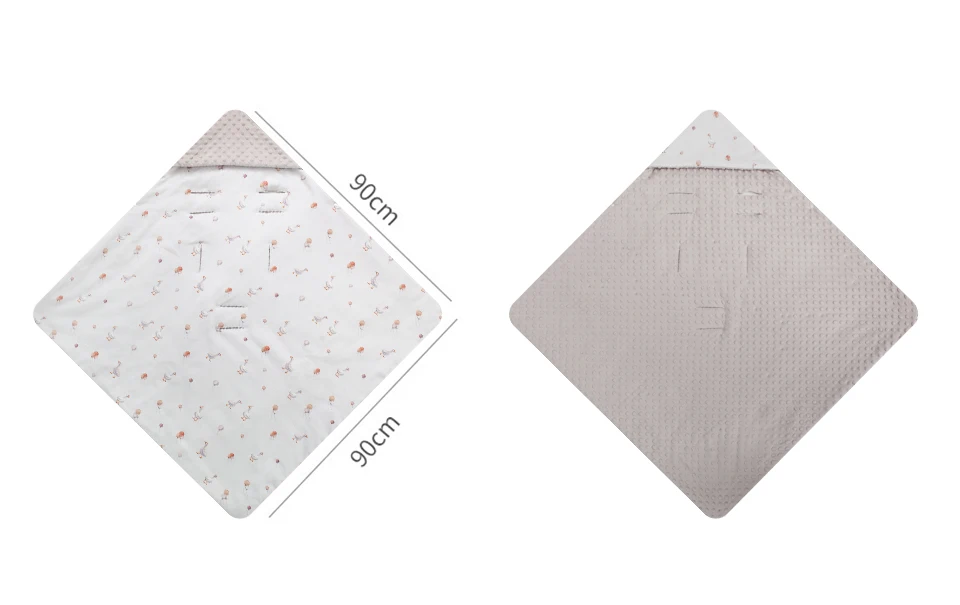 Infant Car Seat Blanket With Windproof Hooded 90*90Cm Double Sides Usable Autumn Winter Warm For Boys Girls Baby Blanket