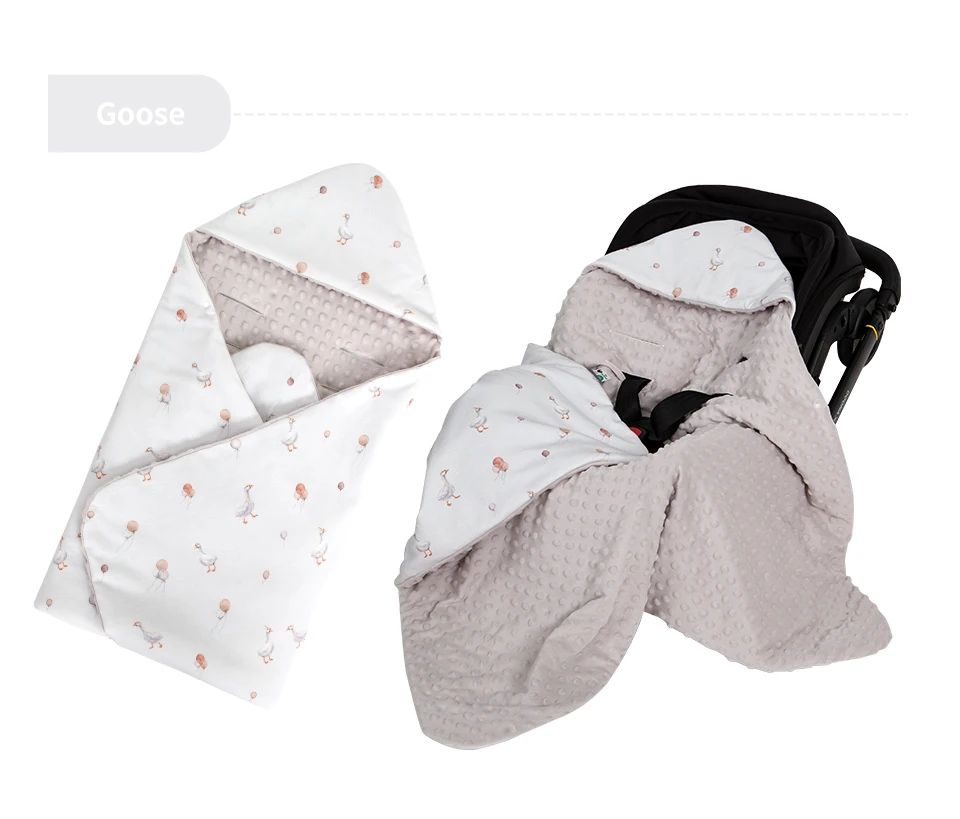 Infant Car Seat Blanket With Windproof Hooded 90*90Cm Double Sides Usable Autumn Winter Warm For Boys Girls Baby Blanket