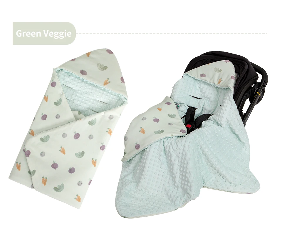 Infant Car Seat Blanket With Windproof Hooded 90*90Cm Double Sides Usable Autumn Winter Warm For Boys Girls Baby Blanket