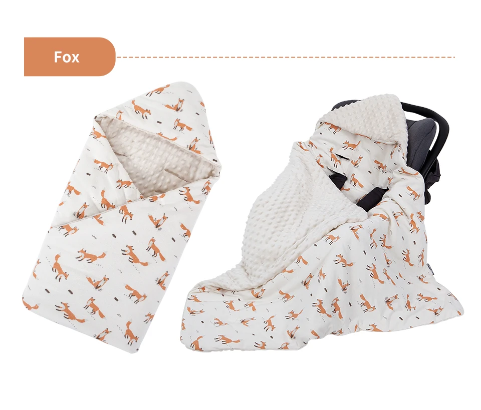 Infant Car Seat Blanket With Windproof Hooded 90*90Cm Double Sides Usable Autumn Winter Warm For Boys Girls Baby Blanket