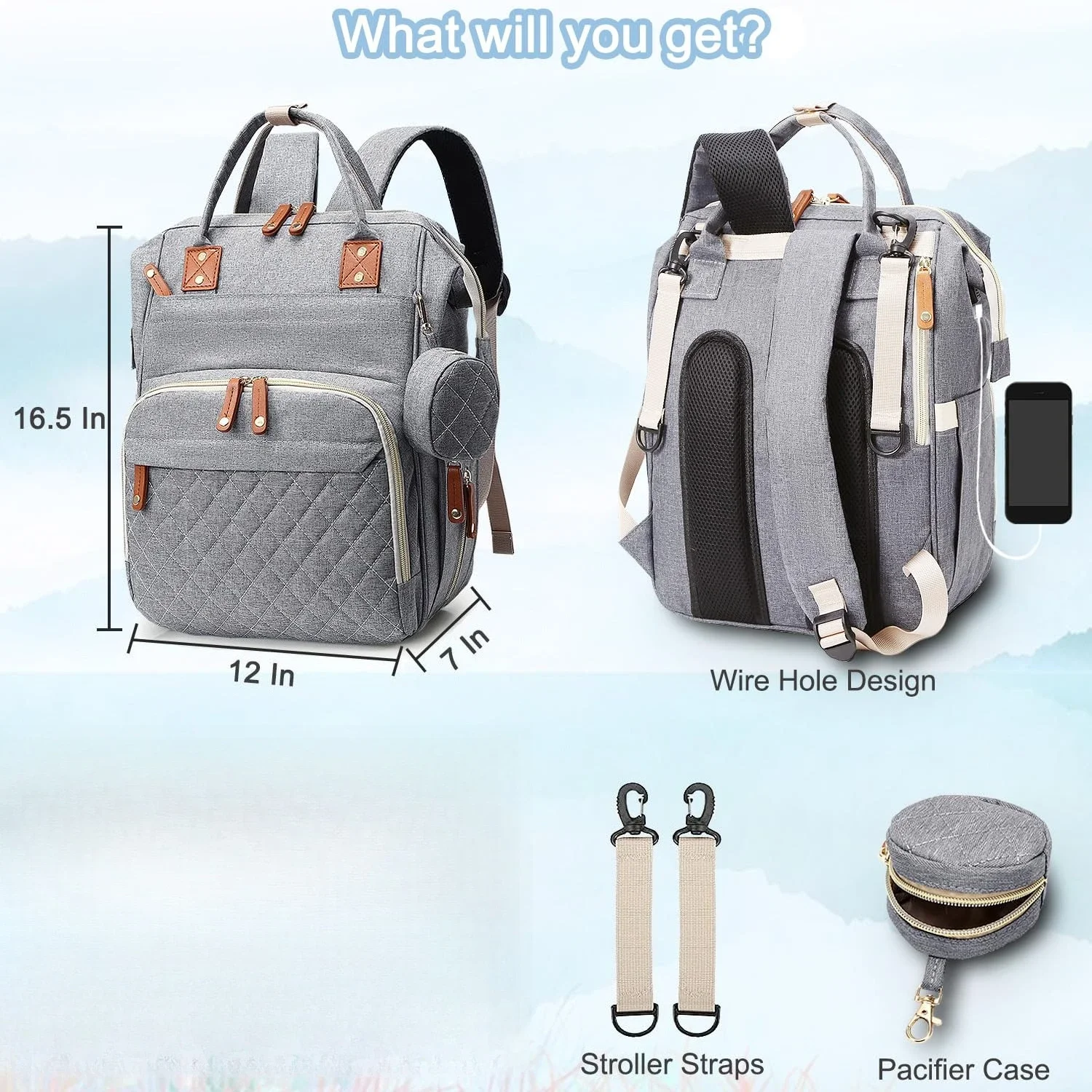 Travel Diaper Bag Backpack for Baby Boys And Girls - Large Capacity Baby Bag with Pad And Pacifier Case - Convenient for Dad And