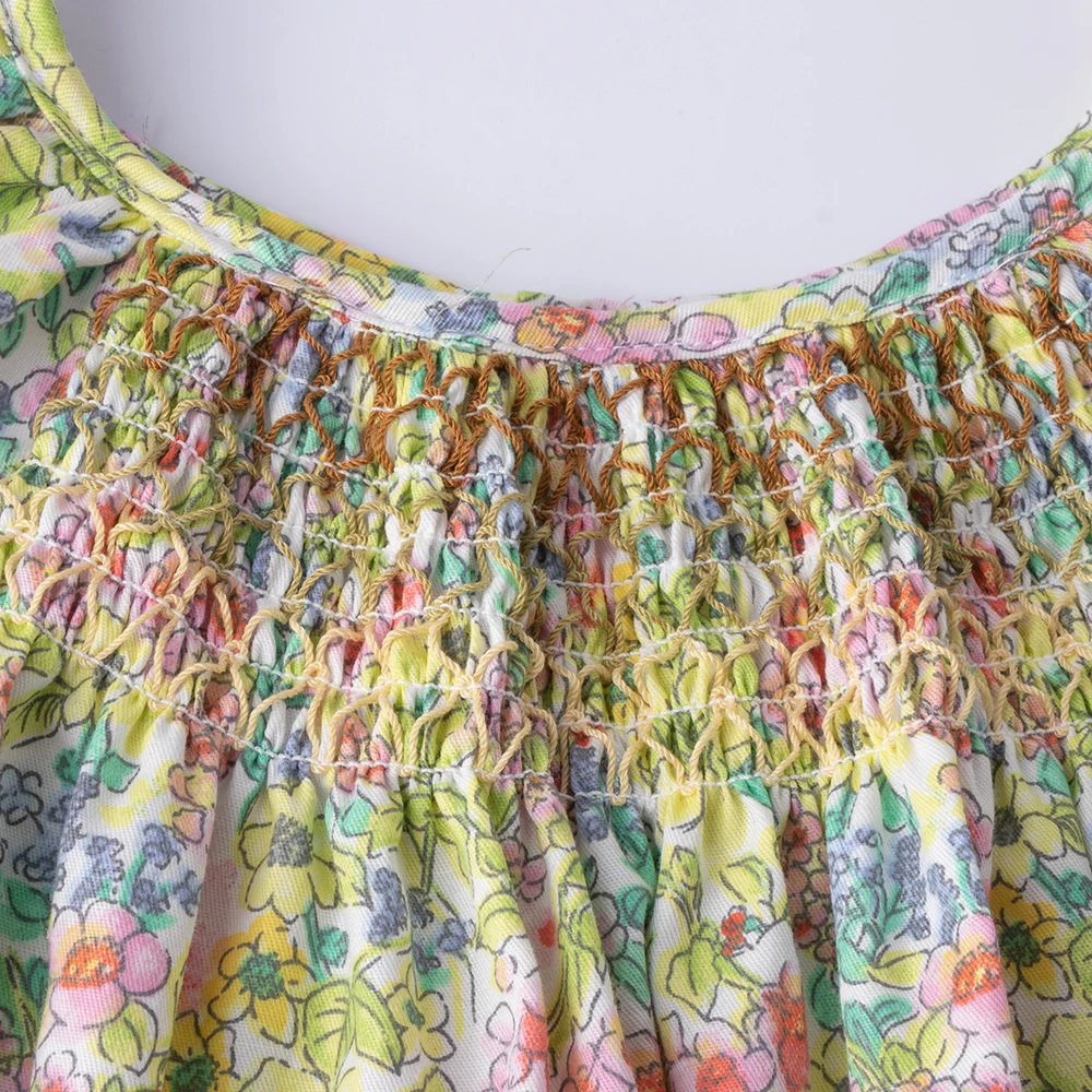 Floral Summer Dress for 1 2 3 4 5 6 Years Girls Smocking Design with Flying Sleeve Baby Toddler Daily Cute Clothes