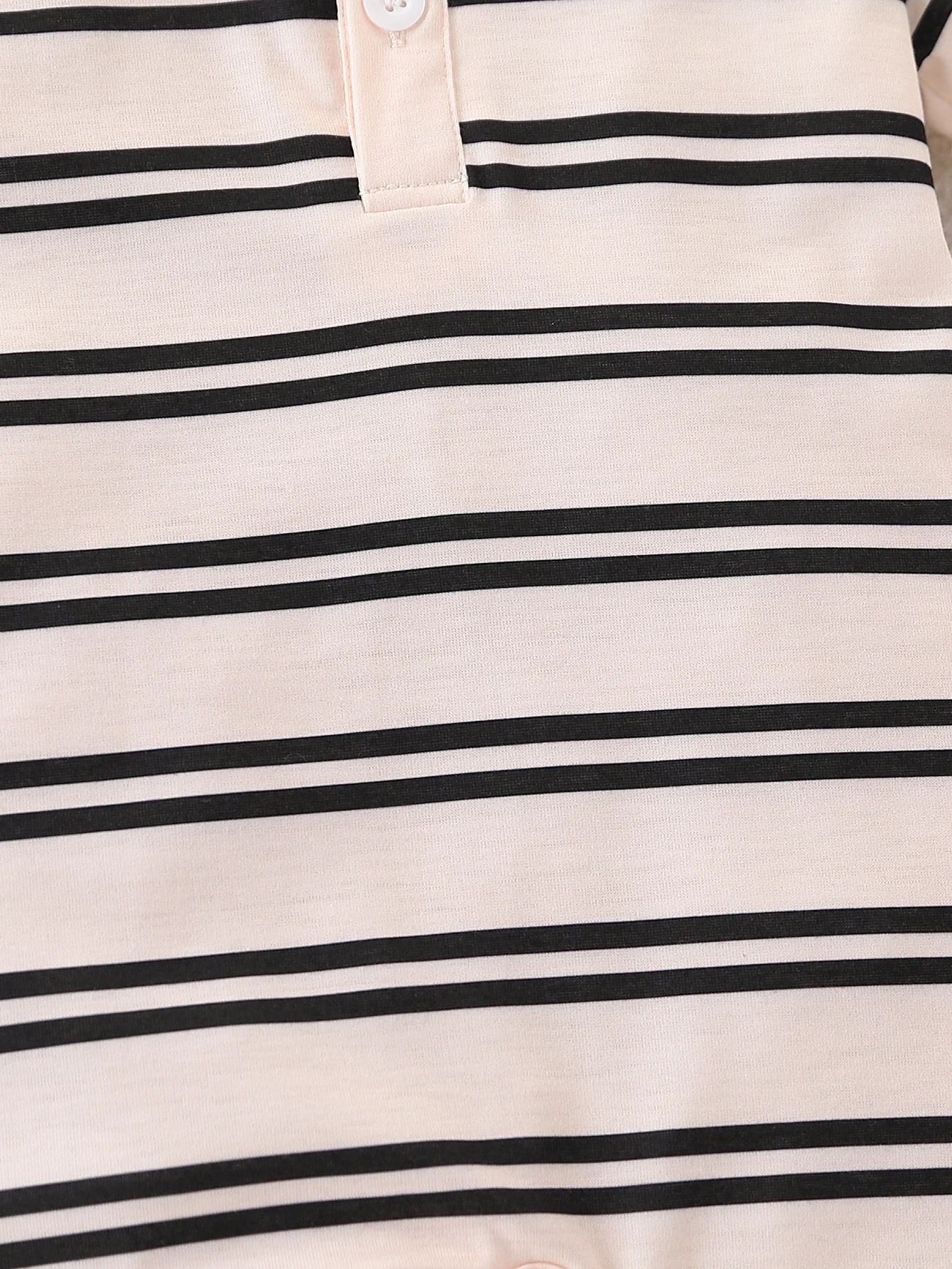 2Pcs Baby Boy Fashion Casual Stripes & Solid Color Open Chest Short Sleeve Collarless Overalls Set for Summer