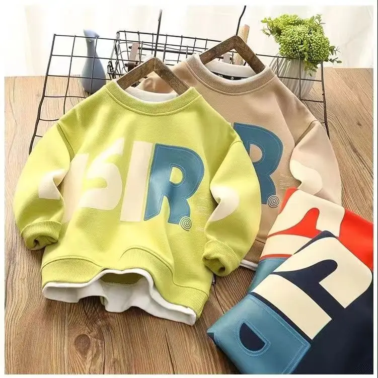 ZOETOPKID Casual Sportswear Set for Boys Autumn Winter New Style Two-Piece Children's Clothing Trendy Sweatshirt Pants Combo