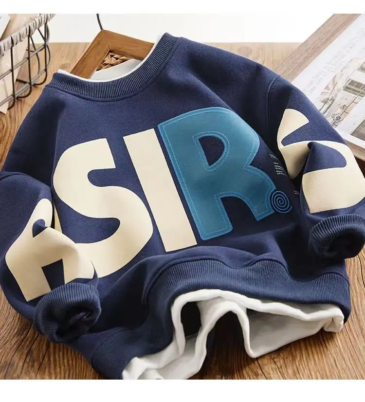 ZOETOPKID Casual Sportswear Set for Boys Autumn Winter New Style Two-Piece Children's Clothing Trendy Sweatshirt Pants Combo