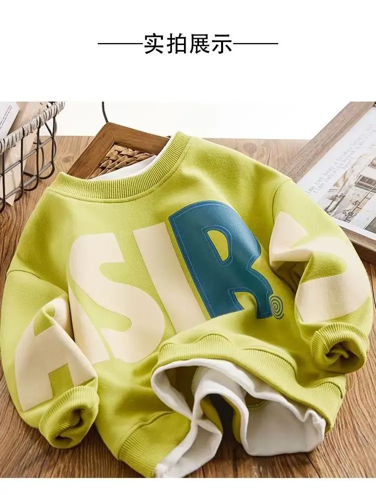 ZOETOPKID Casual Sportswear Set for Boys Autumn Winter New Style Two-Piece Children's Clothing Trendy Sweatshirt Pants Combo