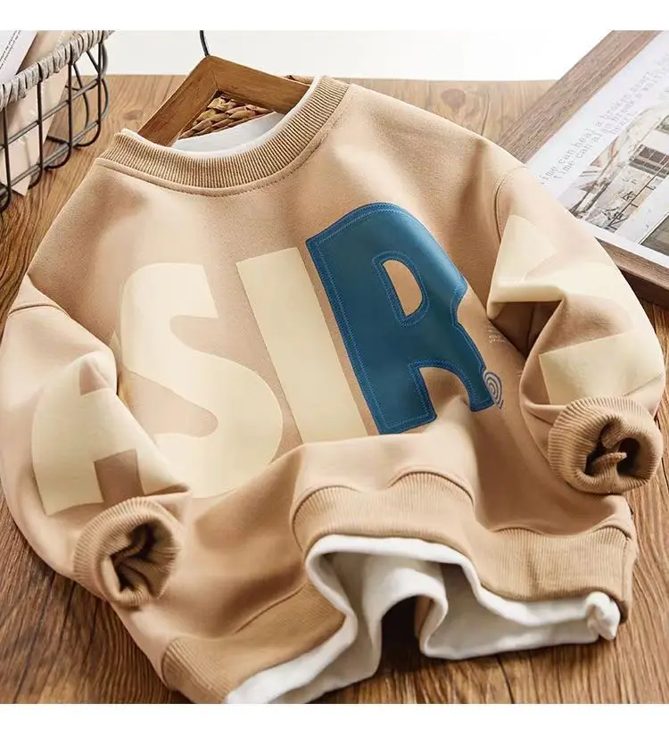ZOETOPKID Casual Sportswear Set for Boys Autumn Winter New Style Two-Piece Children's Clothing Trendy Sweatshirt Pants Combo
