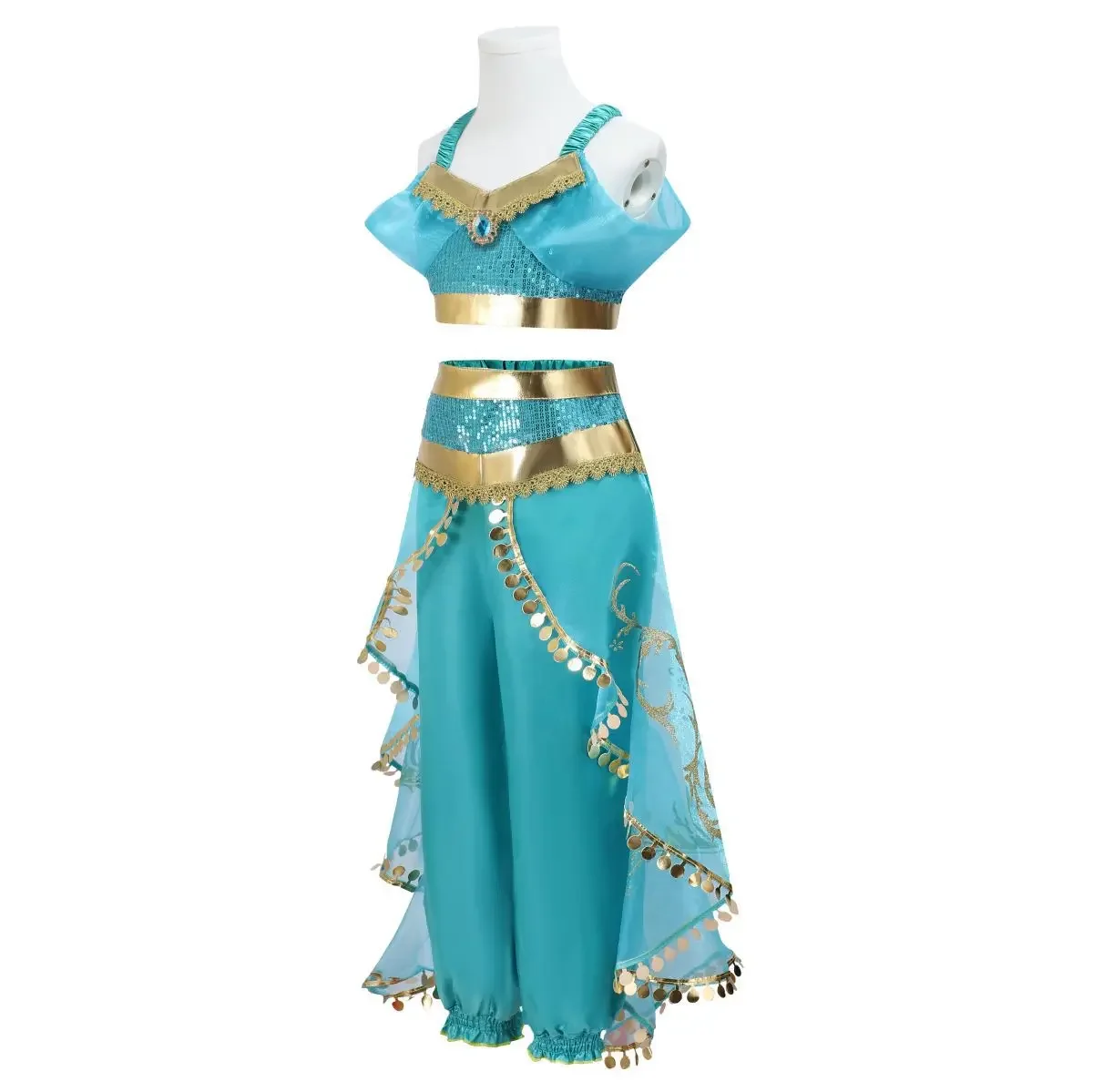 Kids Girls Desert Arabian Princess Fancy Costume Dress Set for Halloween Cosplay Birthday Carnival Stage Theme Party Wear