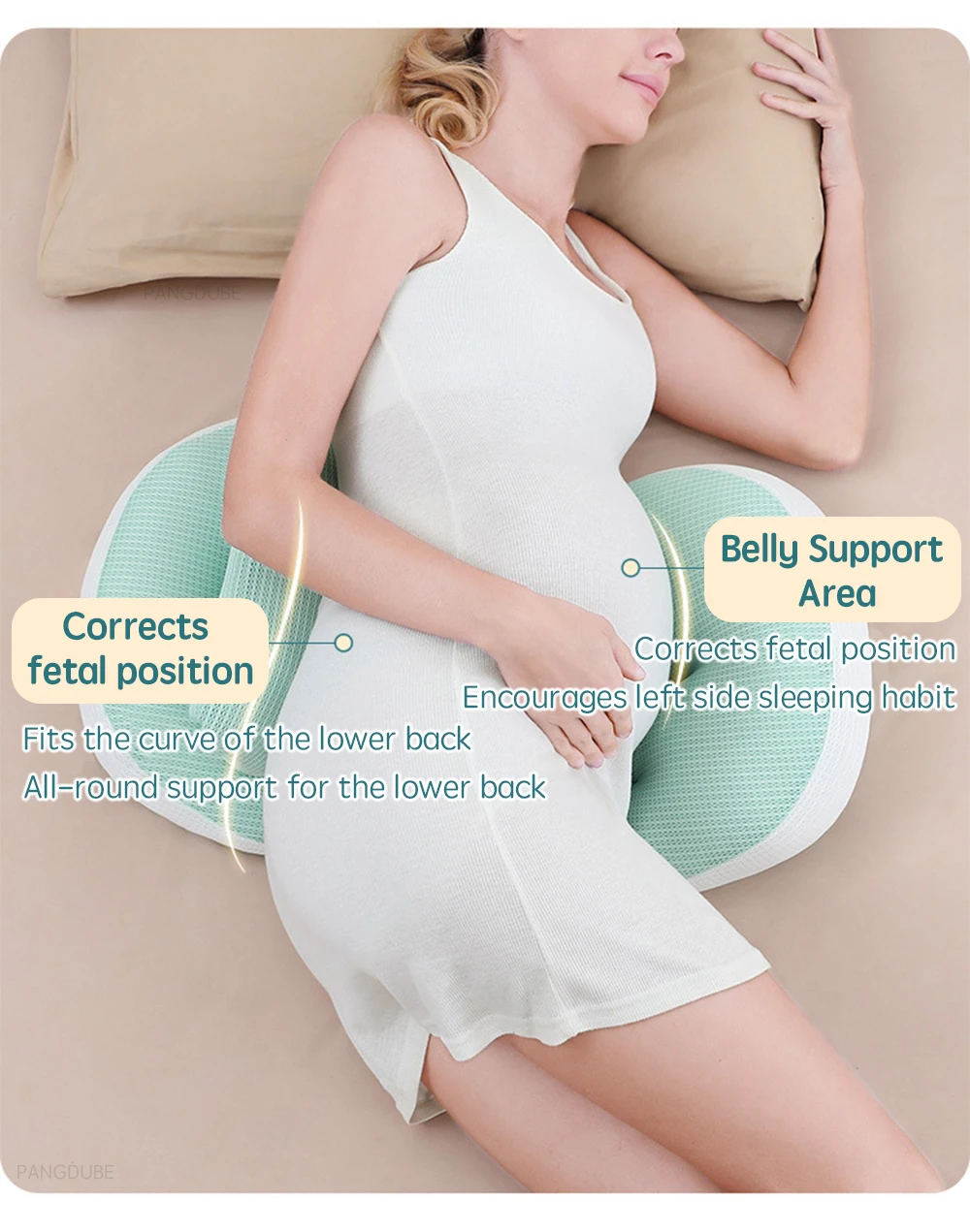 PANGDUBE Pregnancy Pillow with 1pc Free An Auxiliary Pillow Cotton Waist Support Pillow for Pregnant Women Sleeping Body Pillow