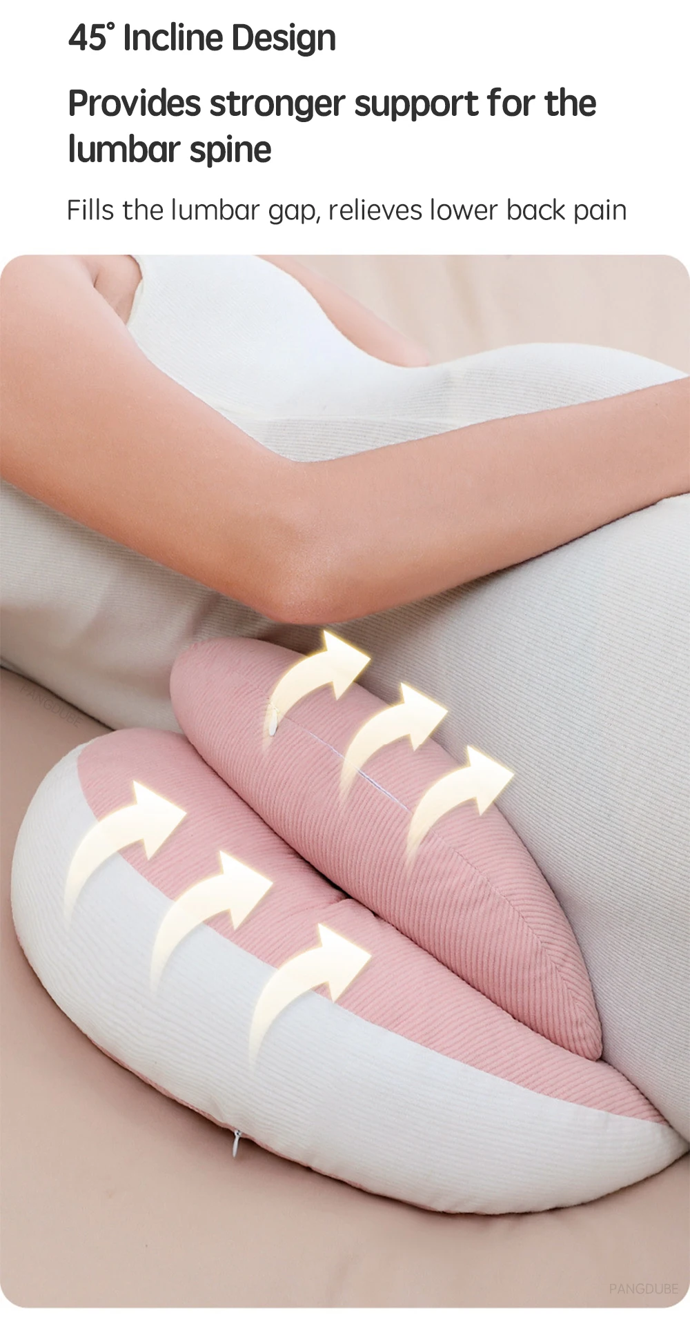 PANGDUBE Pregnancy Pillow with 1pc Free An Auxiliary Pillow Cotton Waist Support Pillow for Pregnant Women Sleeping Body Pillow
