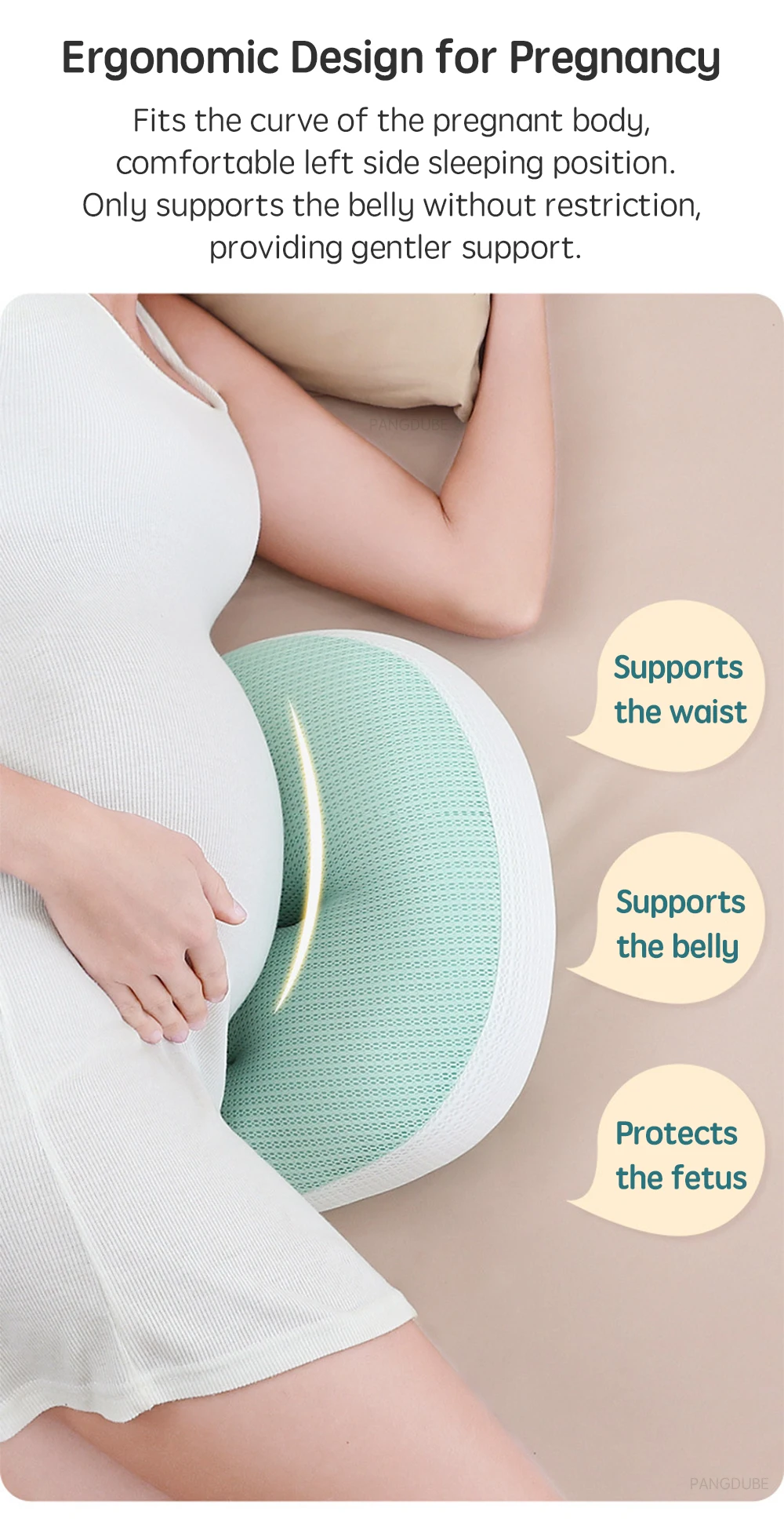PANGDUBE Pregnancy Pillow with 1pc Free An Auxiliary Pillow Cotton Waist Support Pillow for Pregnant Women Sleeping Body Pillow