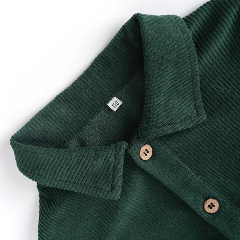 Casual Loose Girls Corduroy Dress 2026 Retro Fall New Children's Lapel Buttons Long-Sleeved Dresses With Pockets Winter Clothing