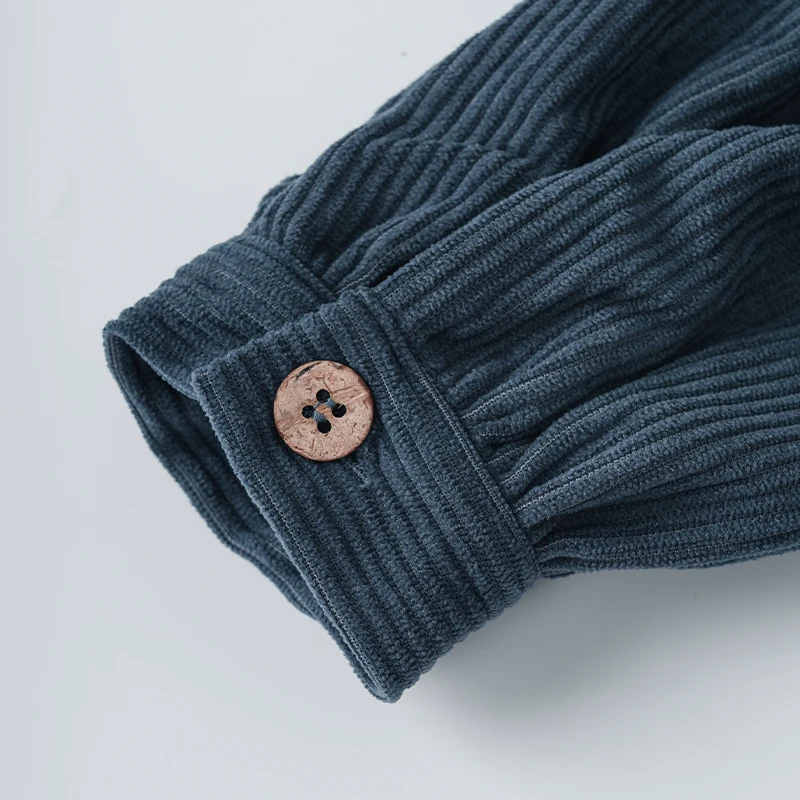 Casual Loose Girls Corduroy Dress 2026 Retro Fall New Children's Lapel Buttons Long-Sleeved Dresses With Pockets Winter Clothing