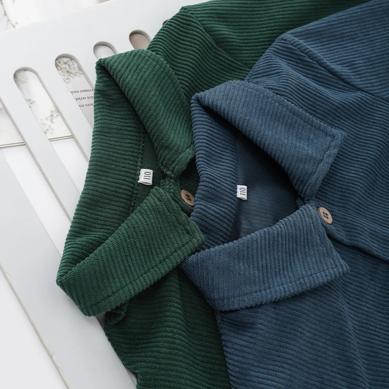 Casual Loose Girls Corduroy Dress 2026 Retro Fall New Children's Lapel Buttons Long-Sleeved Dresses With Pockets Winter Clothing