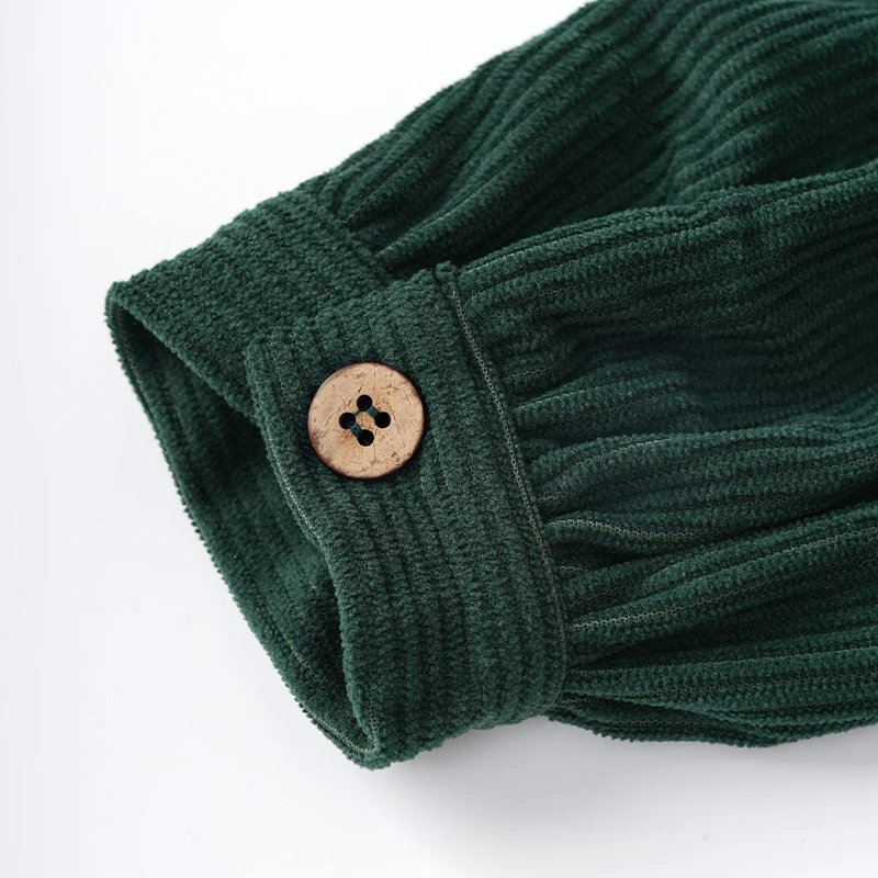 Casual Loose Girls Corduroy Dress 2026 Retro Fall New Children's Lapel Buttons Long-Sleeved Dresses With Pockets Winter Clothing