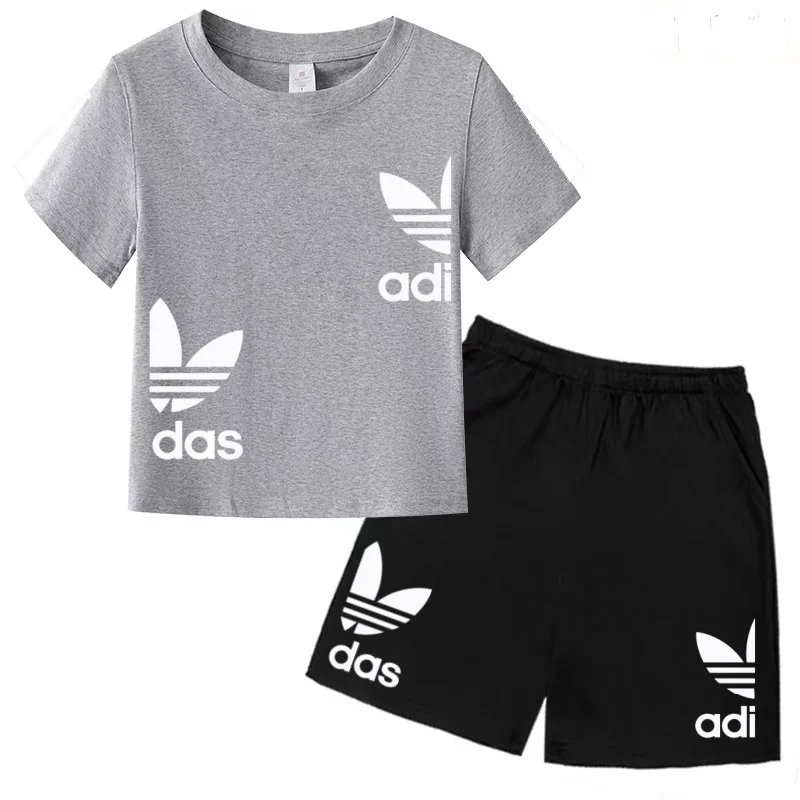 New Children Letter-Print Summer T-shirt Boy Girl Toddler3-12Years Short-Sleeved+Shorts Charming Casual Fashion Sports Brand Set