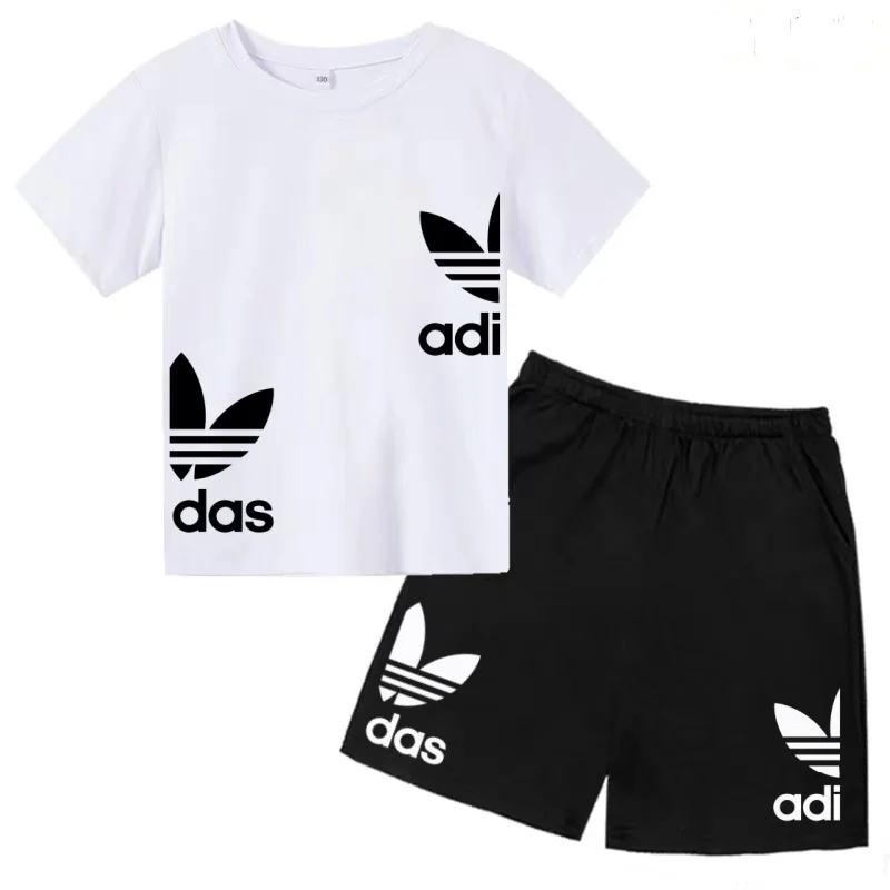 New Children Letter-Print Summer T-shirt Boy Girl Toddler3-12Years Short-Sleeved+Shorts Charming Casual Fashion Sports Brand Set